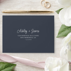 Enveloppe RSVP bleu foncé auto-admise