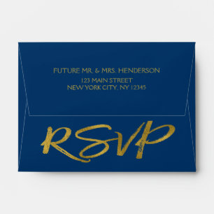 Enveloppe RSVP Blue et Gold Foil de marine