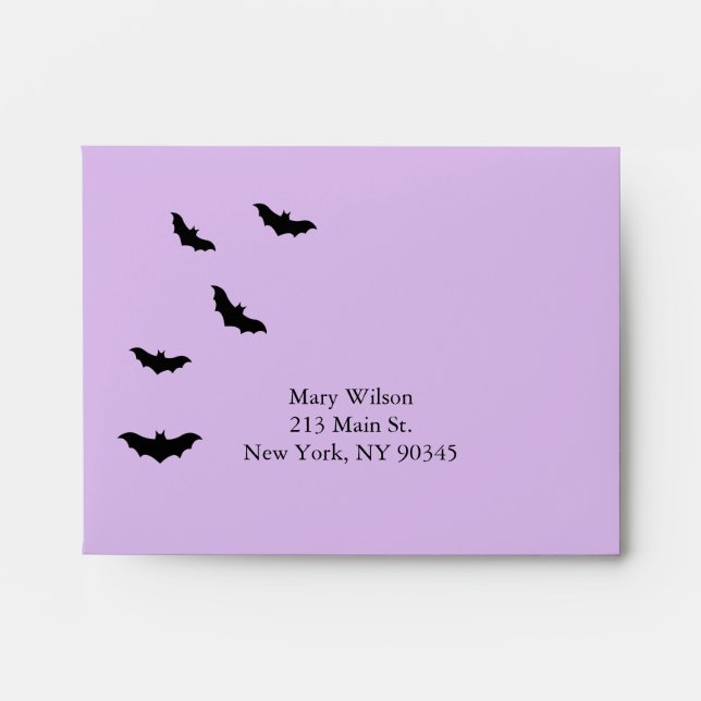 Enveloppe RSVP Chandelier et chauves-souris (Devant)