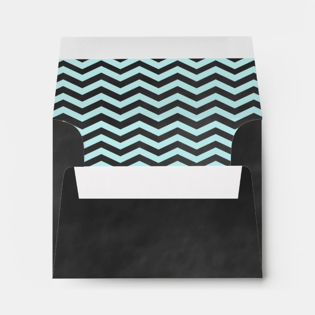 Enveloppe RSVP Chevron Turquoise Chalkboard (Dos (Bas))