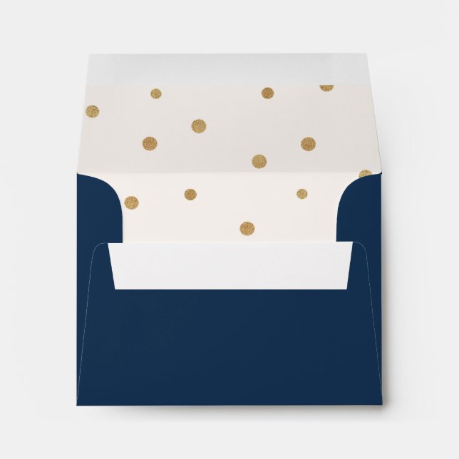 Enveloppe RSVP d'adresse imprimée Pois or (Dos (Bas))