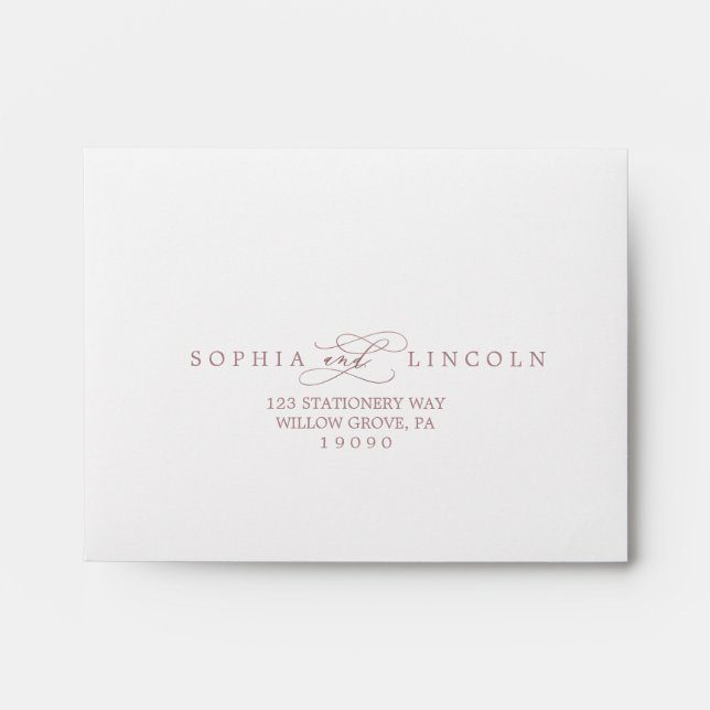 Enveloppe RSVP de calligraphie or Rose romantique (Devant)