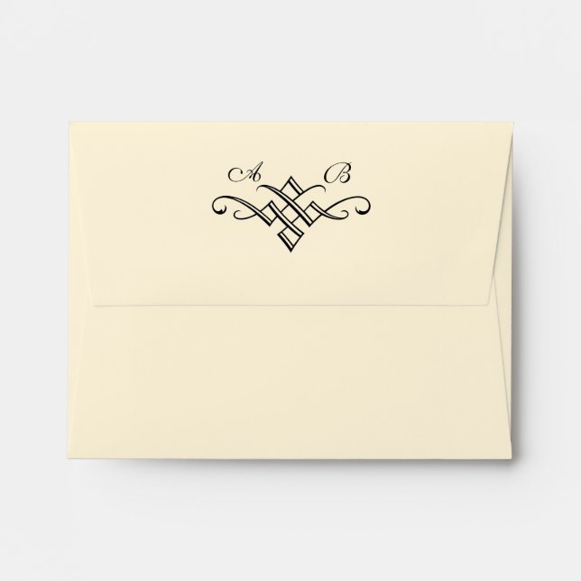 Enveloppe RSVP de ligne Mariage monogramme (Dos (Haut rabat))