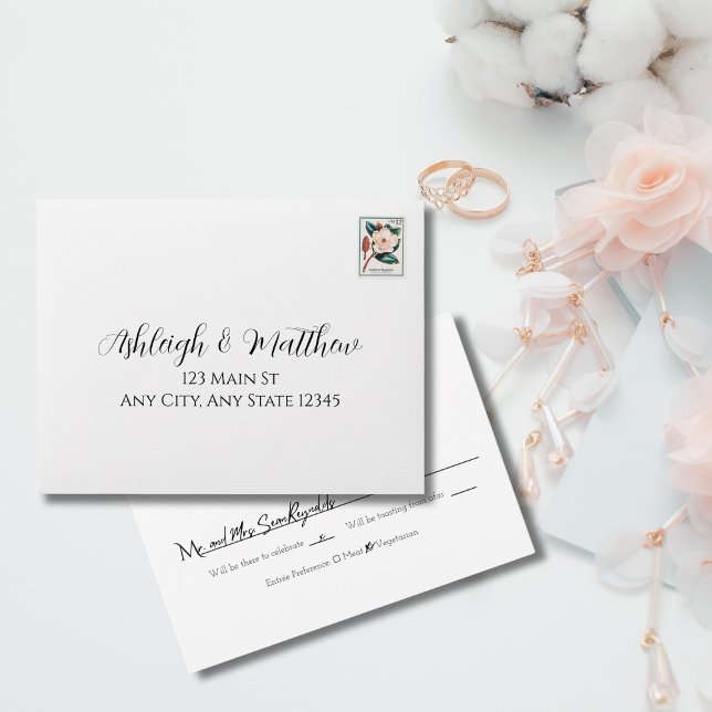 Enveloppe RSVP de mariage auto-adressée élégante (Créateur téléchargé)
