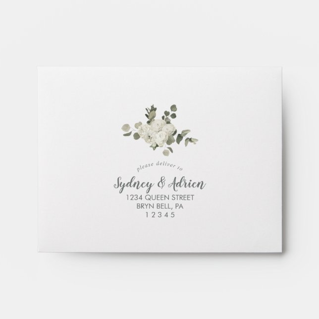 Enveloppe RSVP de mariage autoadressée florale d'h (Devant)