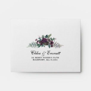 Enveloppe RSVP de mariage de pin rouge bordeaux ru