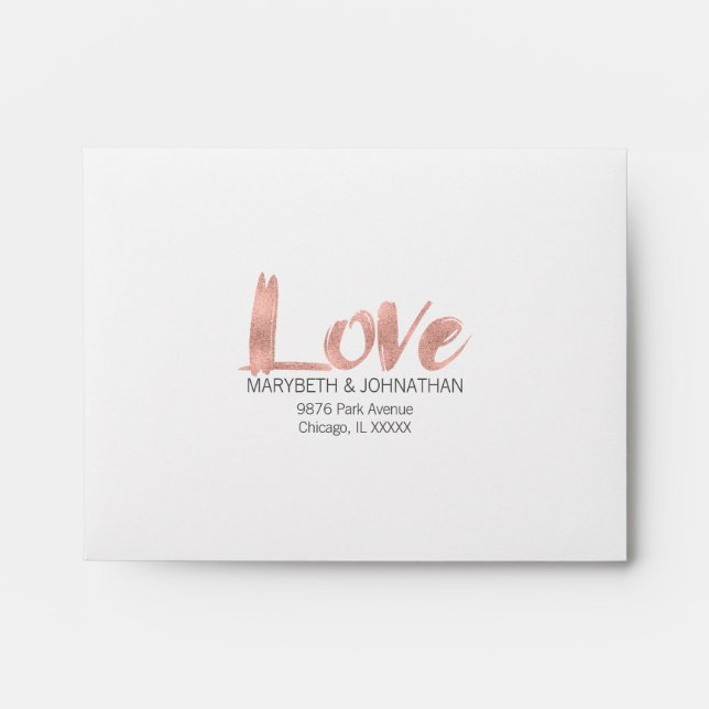 Enveloppe RSVP de mariage Gold Rose moderne (Devant)