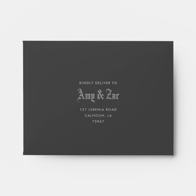 Enveloppe RSVP de mariage par lettre noire (Devant)