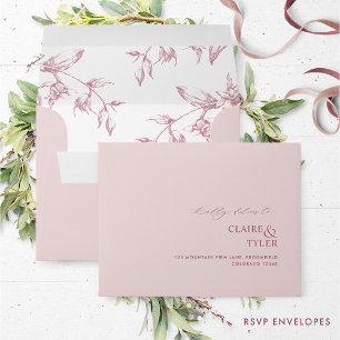 Enveloppe RSVP Dusty rose élégant Floral moderne et formel