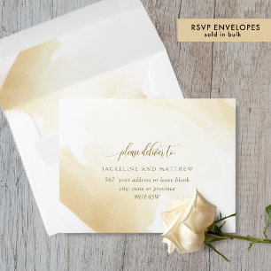 Enveloppe RSVP Elegant Aquarelle Jaune Doré Brise