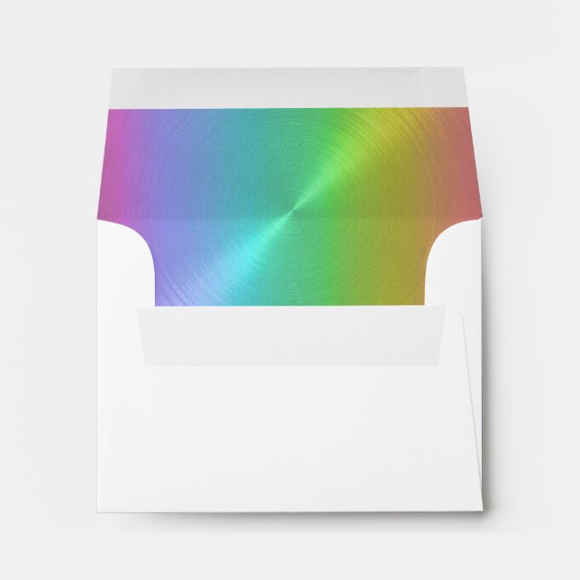 Enveloppe RSVP Elegant Arc en Ciel et Filigree Or (Dos (Bas))