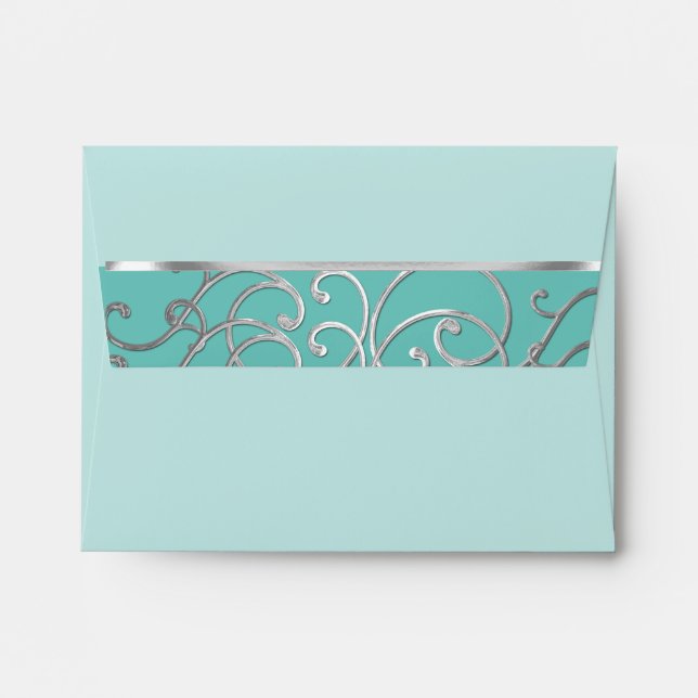 Enveloppe RSVP Élégant Choisissez des couleurs Silver Filigr (Dos (Haut rabat))