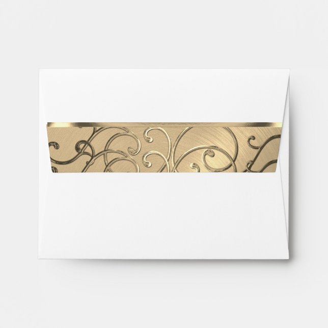 Enveloppe RSVP Elegant Gold Filigree (Dos (Haut rabat))