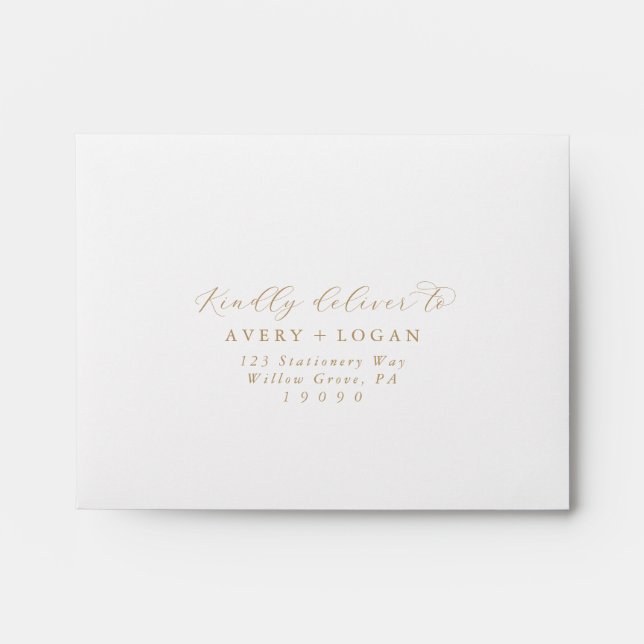 Enveloppe RSVP Elegant Gold Script Auto-Adressé (Devant)
