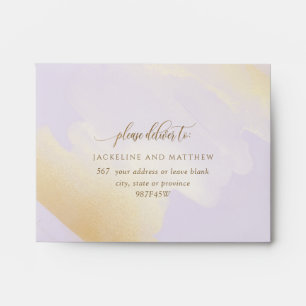 Enveloppe RSVP Elegant Purple and Gold Brush Strokes,