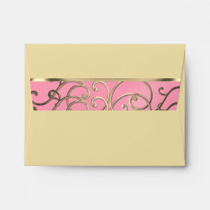 Enveloppe RSVP Elegant Rose et Gold Filigree