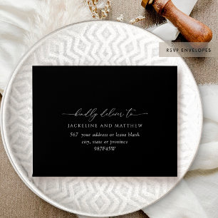 Enveloppe RSVP Elegant Script, Adressé, Noir et Blanc