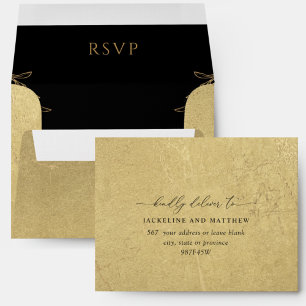 Enveloppe RSVP élégante en or et en noir
