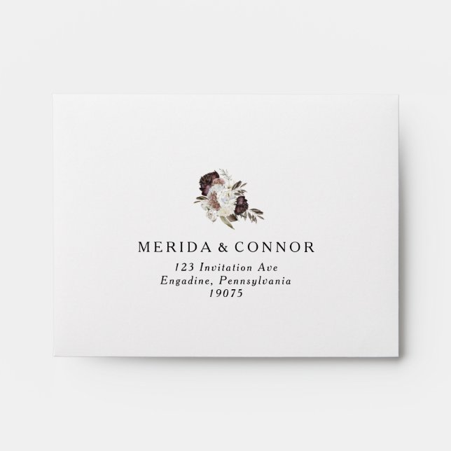 Enveloppe RSVP Floral Boho de Bourgogne (Devant)