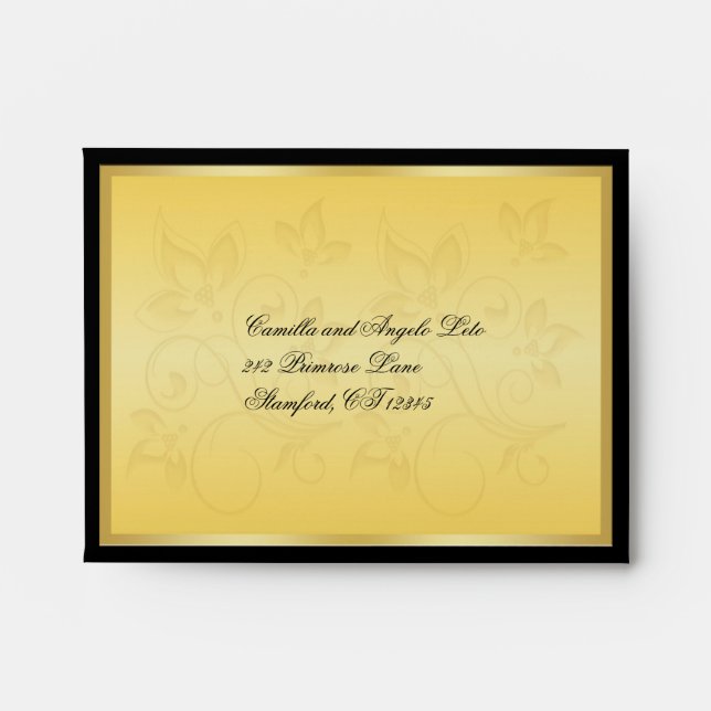 Enveloppe RSVP Floral Gold et Black (Devant)