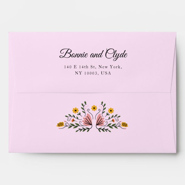 Enveloppe RSVP Florale A7 Pour Mariages Et Événeme (Dos (Haut rabat))