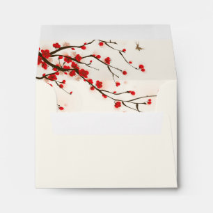Enveloppe RSVP florale en fleurs de cerise avec ad