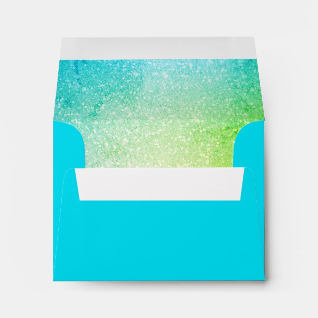 Enveloppe RSVP Glittery Gradient Turquoise Lime (Dos (Bas))