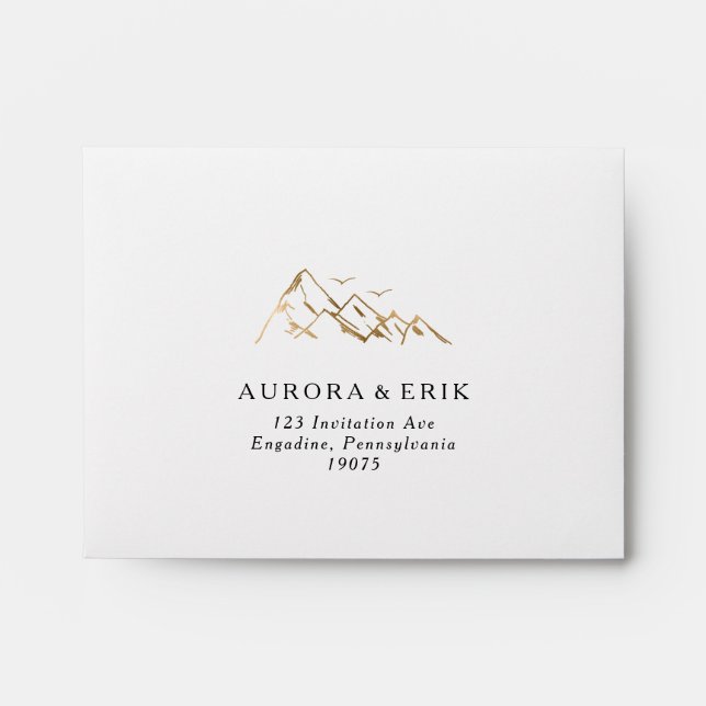 Enveloppe RSVP Gold Mountain auto-adressée (Devant)