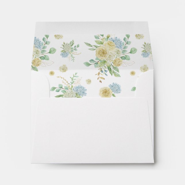 Enveloppe RSVP - Hydrangea Rose Floral Adresse (Dos (Bas))
