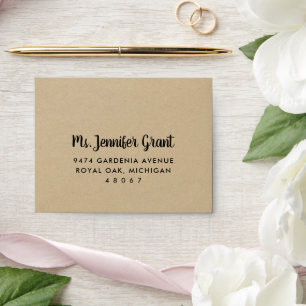 Enveloppe RSVP Kraft Moderne et Noir pour Mariage