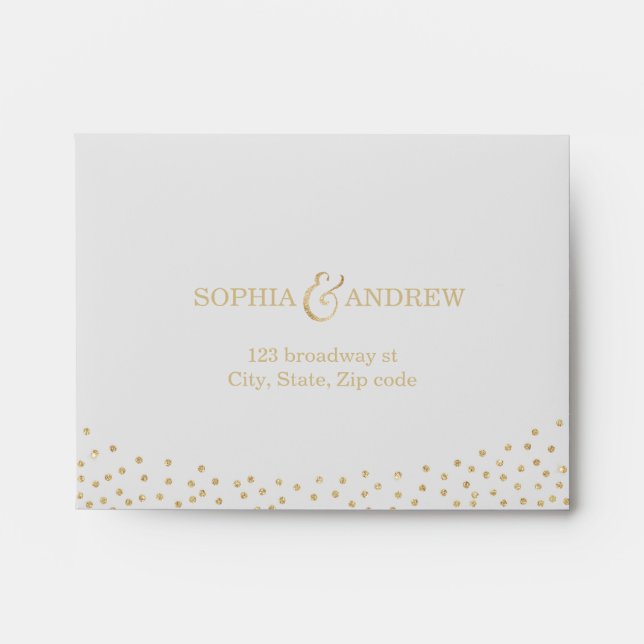 Enveloppe RSVP mariage beige & Liner parties scint (Devant)