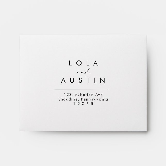 Enveloppe RSVP minimaliste moderne auto-adressée (Devant)