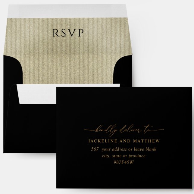 Enveloppe RSVP, Noir à l'extérieur de l'intérieur  (Créateur téléchargé)