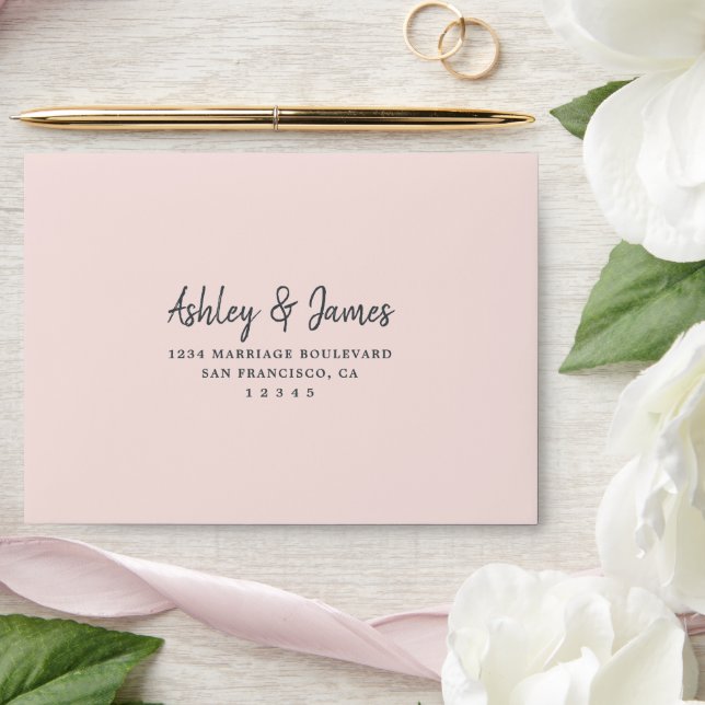 Enveloppe RSVP Pastel Pink auto-adressée (Wedding)