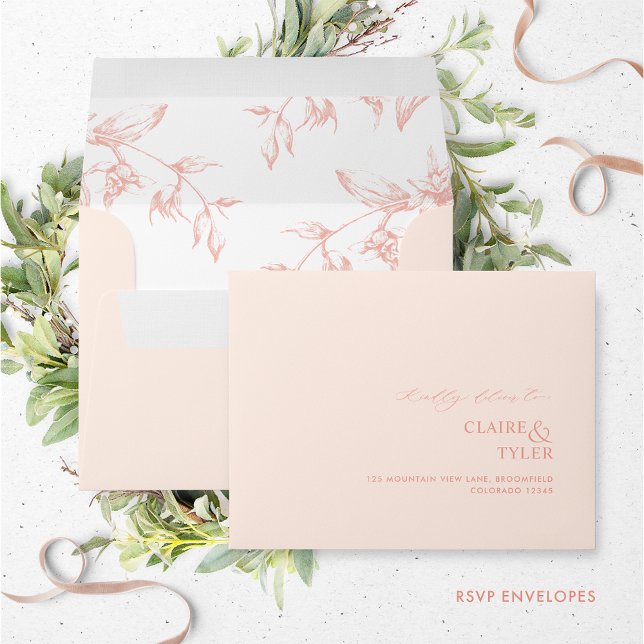 Enveloppe RSVP Peach Elegant Moderne et Formel, Floral (Créateur téléchargé)