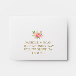 Enveloppe RSVP Peach et Pink Peony Flowers