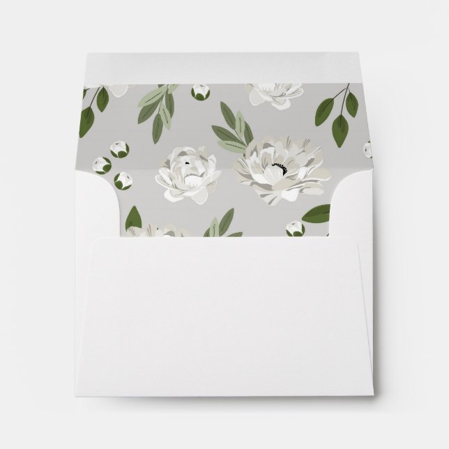 Enveloppe RSVP pour Mariage Floral Blanc (Dos (Bas))