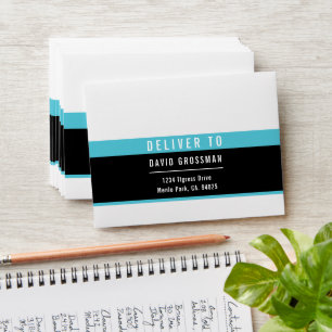 Enveloppe RSVP RETOUR ADRESSE moderne audacieux noir turquoi