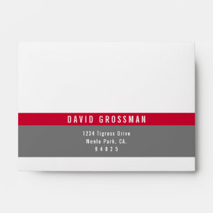 Enveloppe RSVP RETOUR moderne sport audacieux garçon rouge g