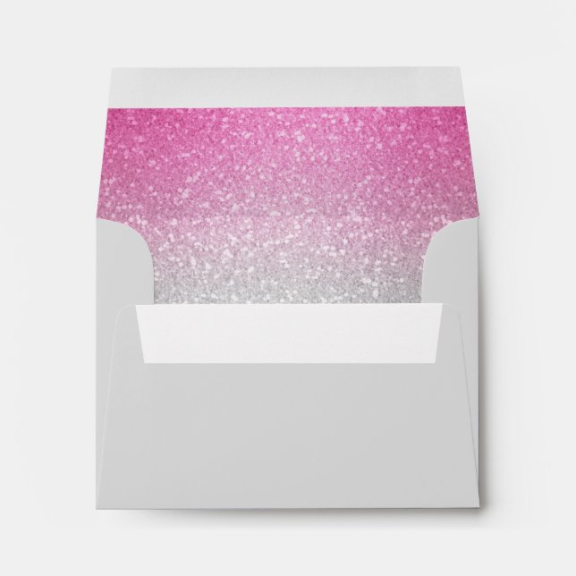 Enveloppe RSVP rose chaud Glittery (Dos (Bas))