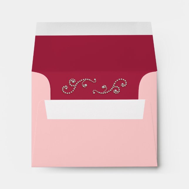 Enveloppe RSVP Ruby Red, Pink and Pearls (Dos (Bas))