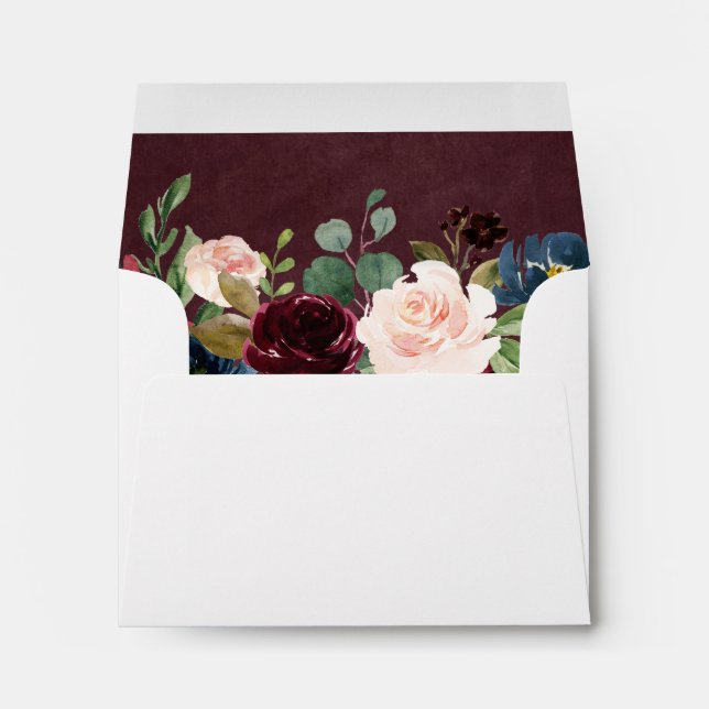 Enveloppe RSVP - Rustique rougeâtre Burgundy Blush Floral (Dos (Bas))