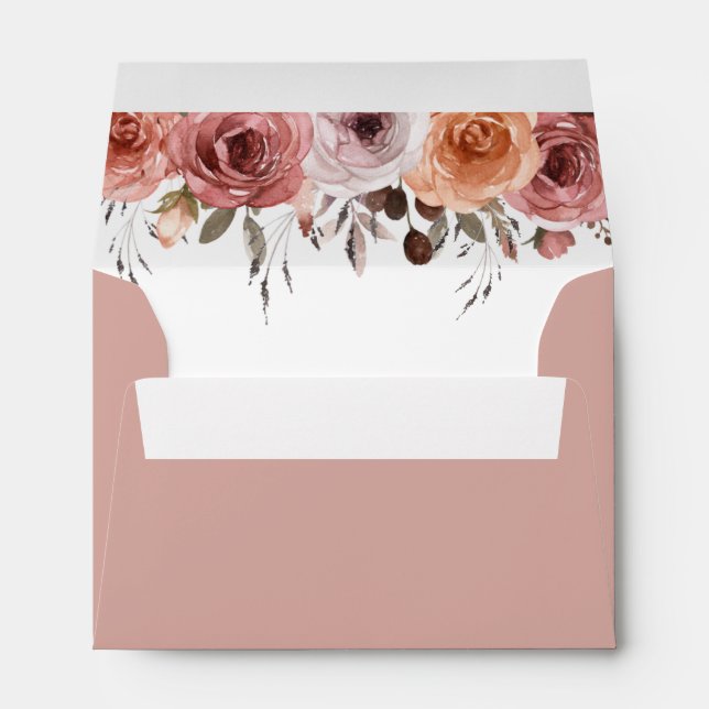 Enveloppe RSVP traité, Romantique Blush Rose Floral (Dos (Bas))