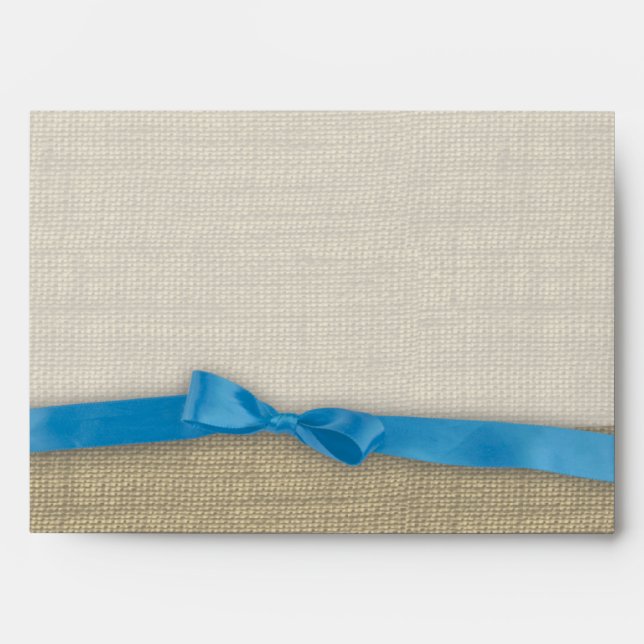 Enveloppe Ruban bleu Burlap (Devant)