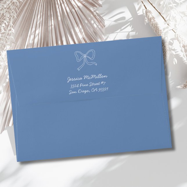 Enveloppe Ruban bleu poussiéreux Coquette Retour Adresse (Dusty Blue Ribbon Coquette Bow Return Address Envelope
)