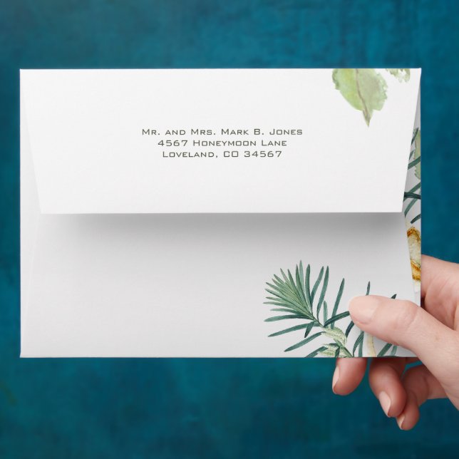 Enveloppe Ruban doré aux baies rouges pour Noël (Hand)