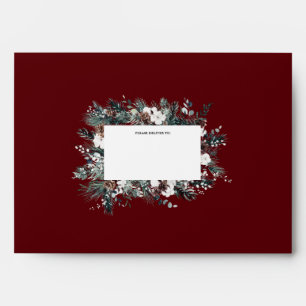 Enveloppe Ruby Red Greenery Vintage Christmas Mailing