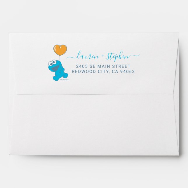 Enveloppe Rue Sésame | Baby shower Monster de cookies (Dos (Haut rabat))
