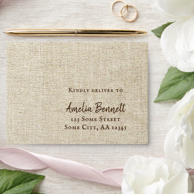 Enveloppe Rupture Beige Script A7 Adresse de Retour Mariage (Wedding)