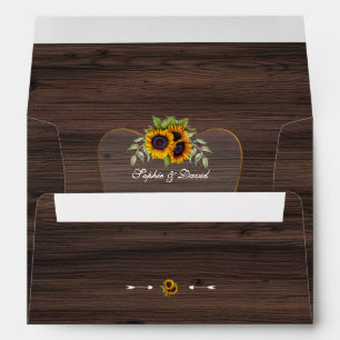 Enveloppe Russe aquarelle tournesol Mariage bois